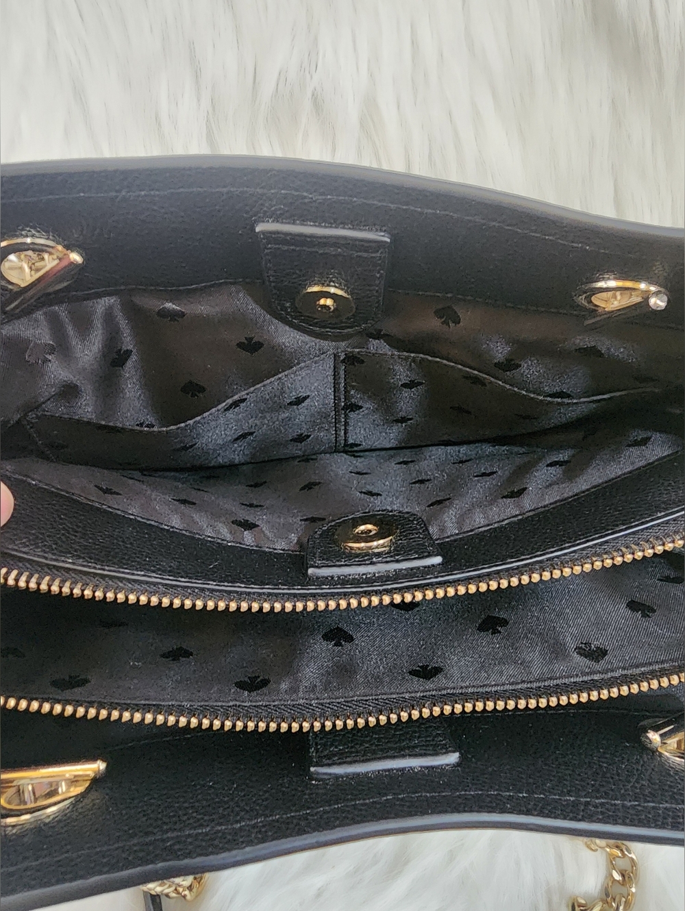 Kate Spade Black Leather Shoulder Bag w/ Half Metal Chain Straps "Jordyn" Bag - Picture 10 of 16